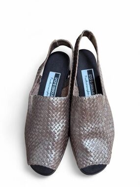 Andre Assous Metallic Taupe Woven Slingback Flats